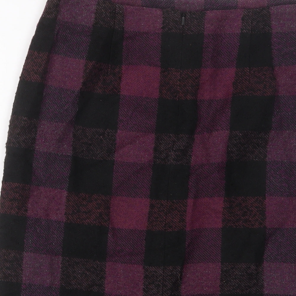 Cc Womens Purple Plaid Acrylic A-Line Skirt Size 10 Zip