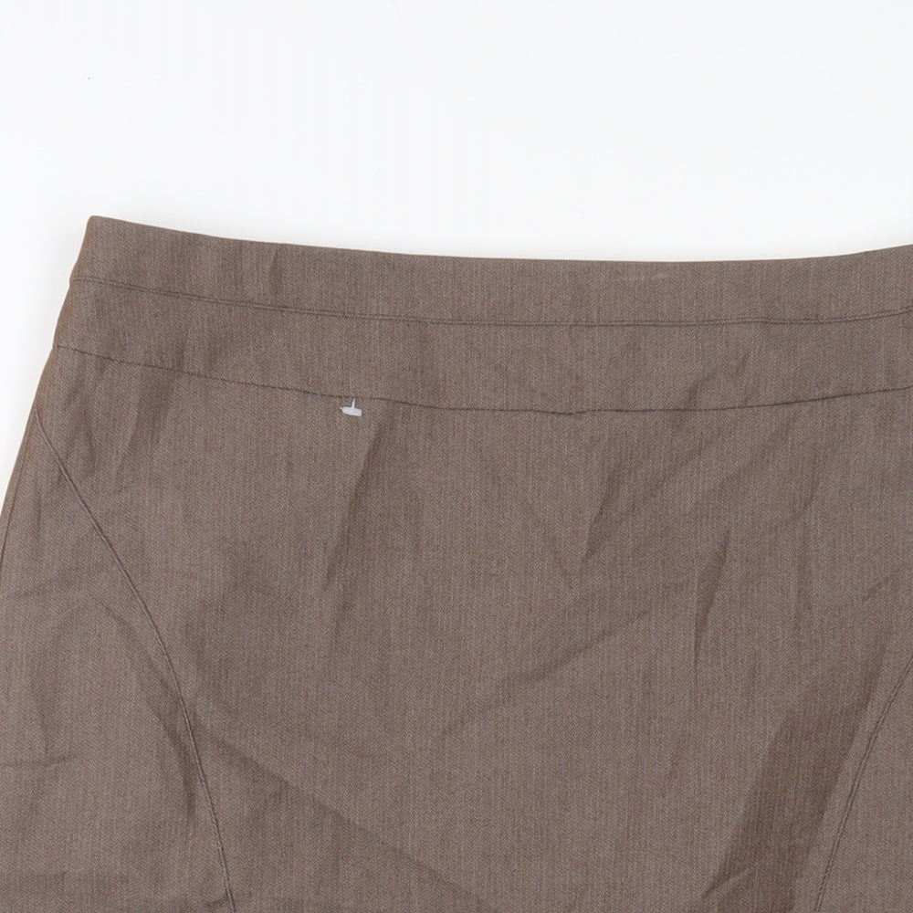 NEXT Womens Brown Polyester Straight & Pencil Skirt Size 12 Zip