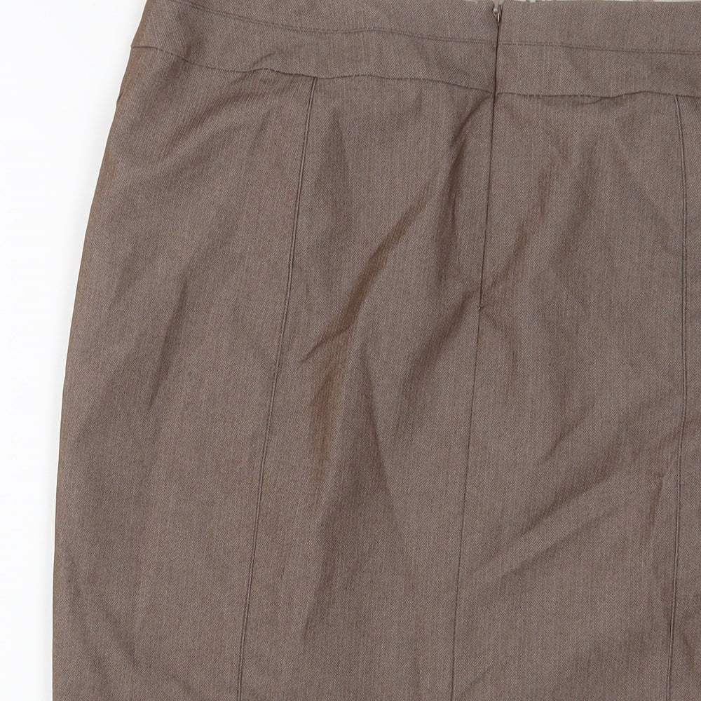 NEXT Womens Brown Polyester Straight & Pencil Skirt Size 12 Zip