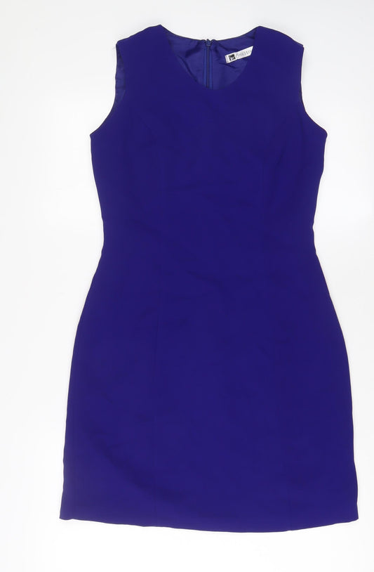 Classic Womens Blue Polyester A-Line Size 10 V-Neck Zip