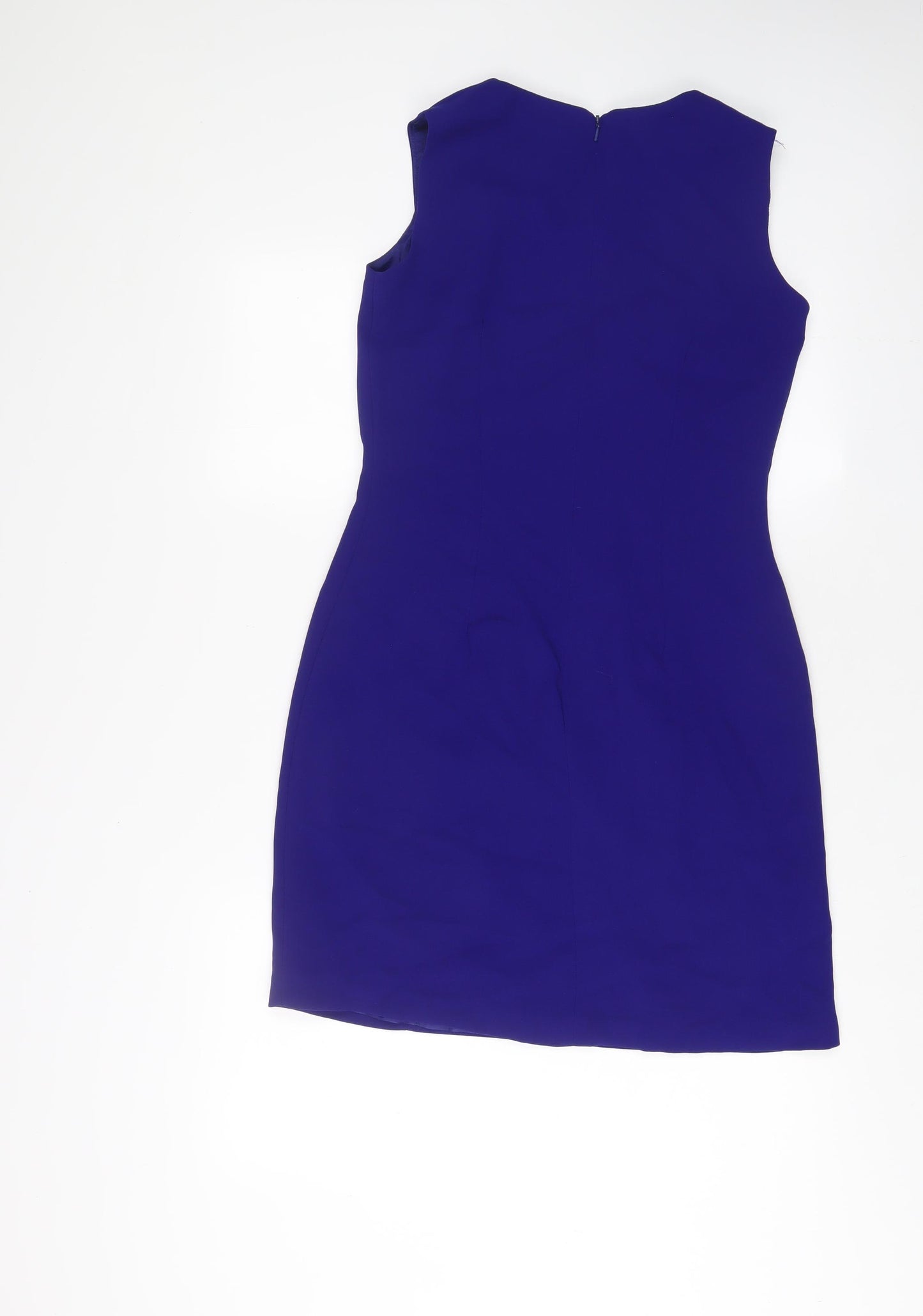 Classic Womens Blue Polyester A-Line Size 10 V-Neck Zip