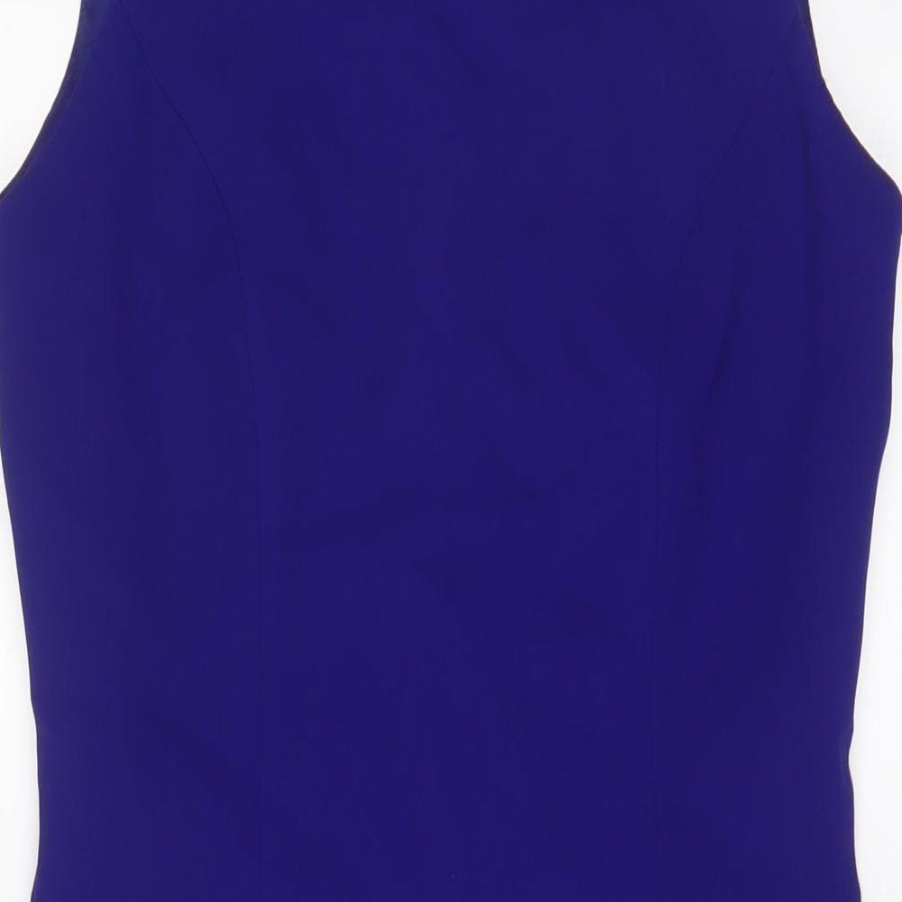 Classic Womens Blue Polyester A-Line Size 10 V-Neck Zip