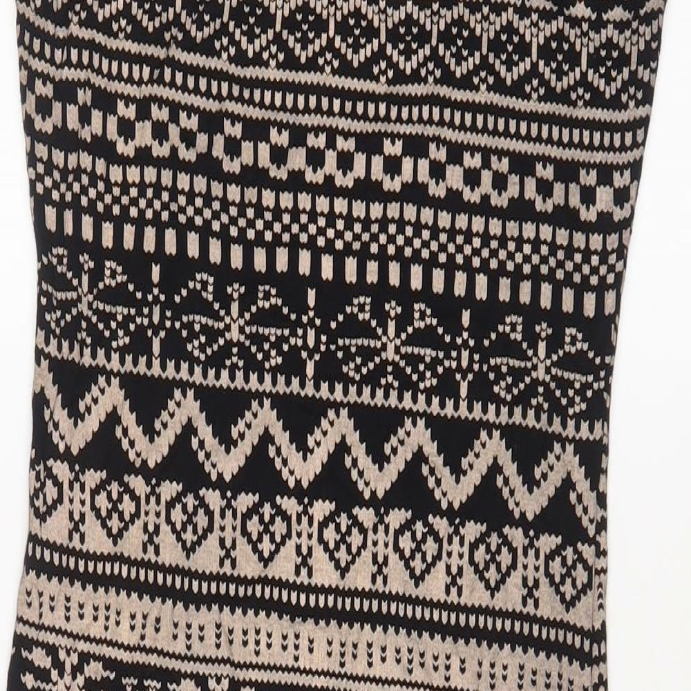 izabel London Womens Black Geometric Viscose Bodycon Size 10 Roll Neck Pullover