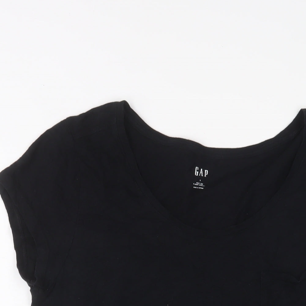 Gap Womens Black Cotton Basic T-Shirt Size L Crew Neck