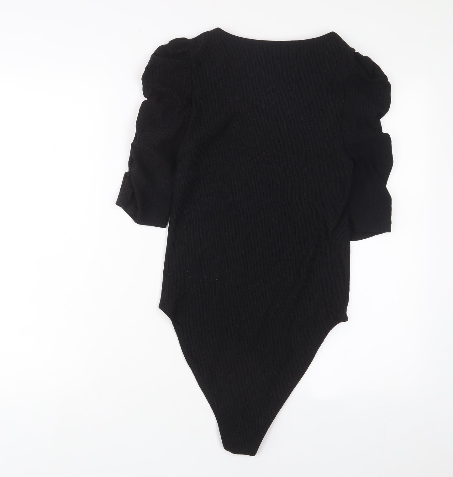 New Look Womens Black Polyester Bodysuit One-Piece Size 12 Snap