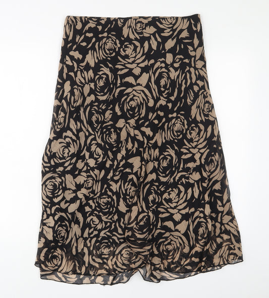 EWM Womens Brown Geometric Polyester A-Line Skirt Size 12