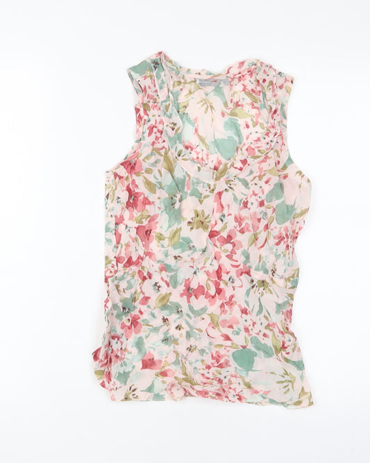 Per Una Womens Multicoloured Floral Viscose Basic Tank Size 8 Scoop Neck