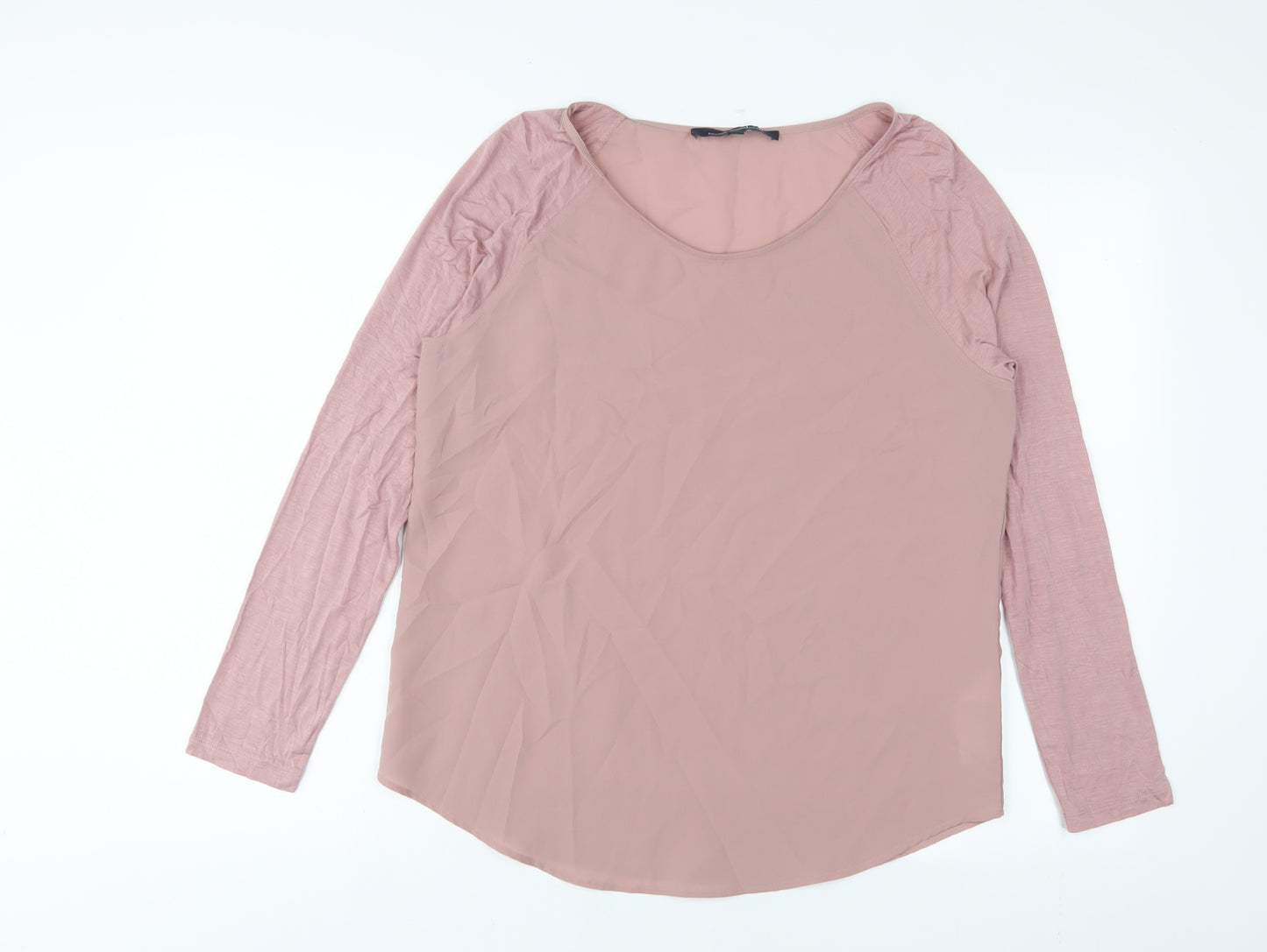 French Connection Womens Pink Polyester Basic Blouse Size M Crew Neck