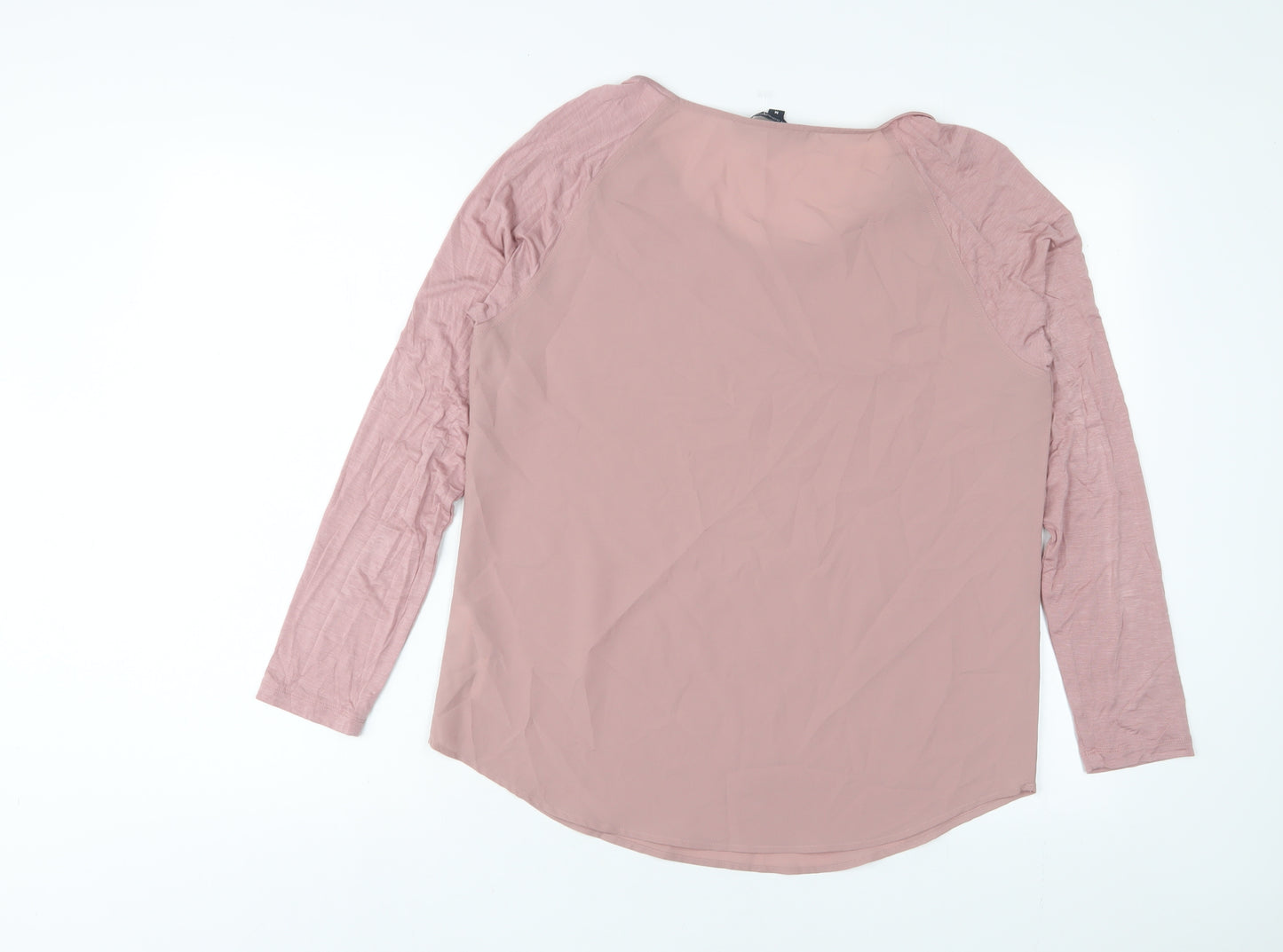 French Connection Womens Pink Polyester Basic Blouse Size M Crew Neck