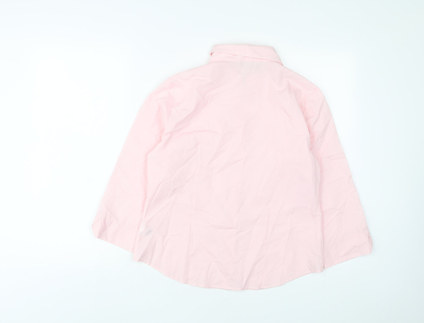 Marks and Spencer Womens Pink Cotton Basic Button-Up Size 14 Collared