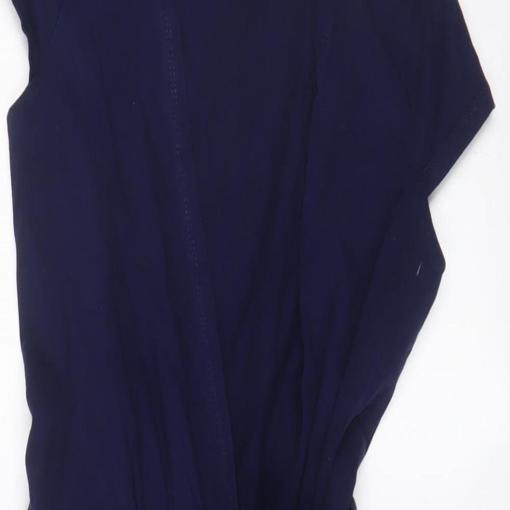 Dorothy Perkins Womens Blue Cotton Wrap Dress Size 8 V-Neck Tie