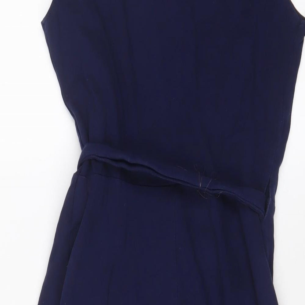 Dorothy Perkins Womens Blue Cotton Wrap Dress Size 8 V-Neck Tie