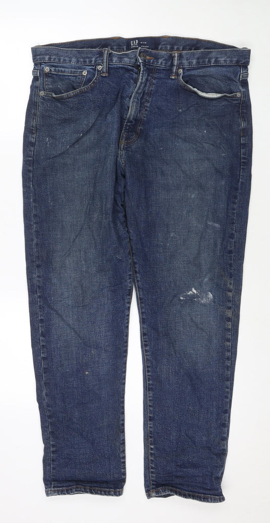 Gap Mens Blue Cotton Straight Jeans Size 36 in L30 in Regular Zip