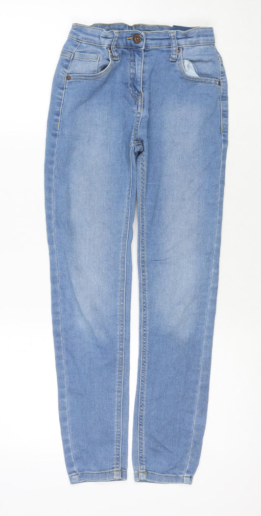 TU Girls Blue Cotton Skinny Jeans Size 10 Years L25 in Regular Zip