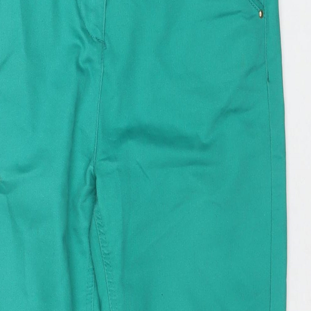 Soon Womens Green Cotton Cropped Jeans Size 10 L22 in Regular Zip - Belt Included