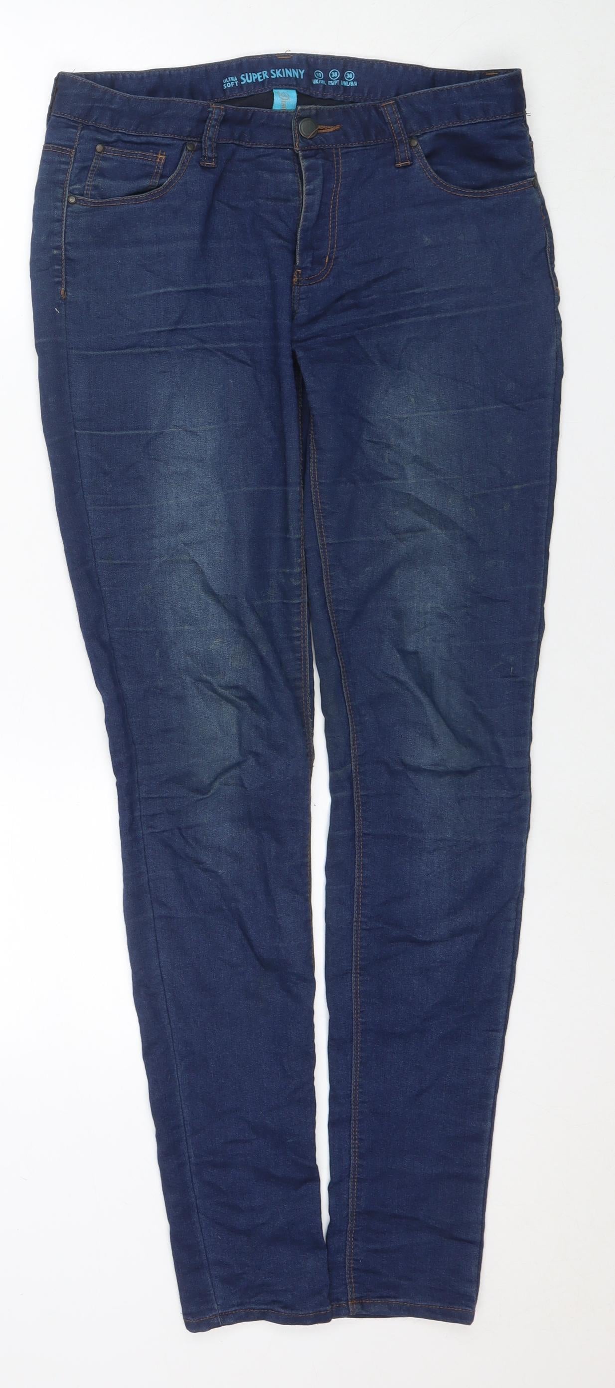 Denim & Co. Womens Blue Cotton Skinny Jeans Size 10 L32 in Regular Zip