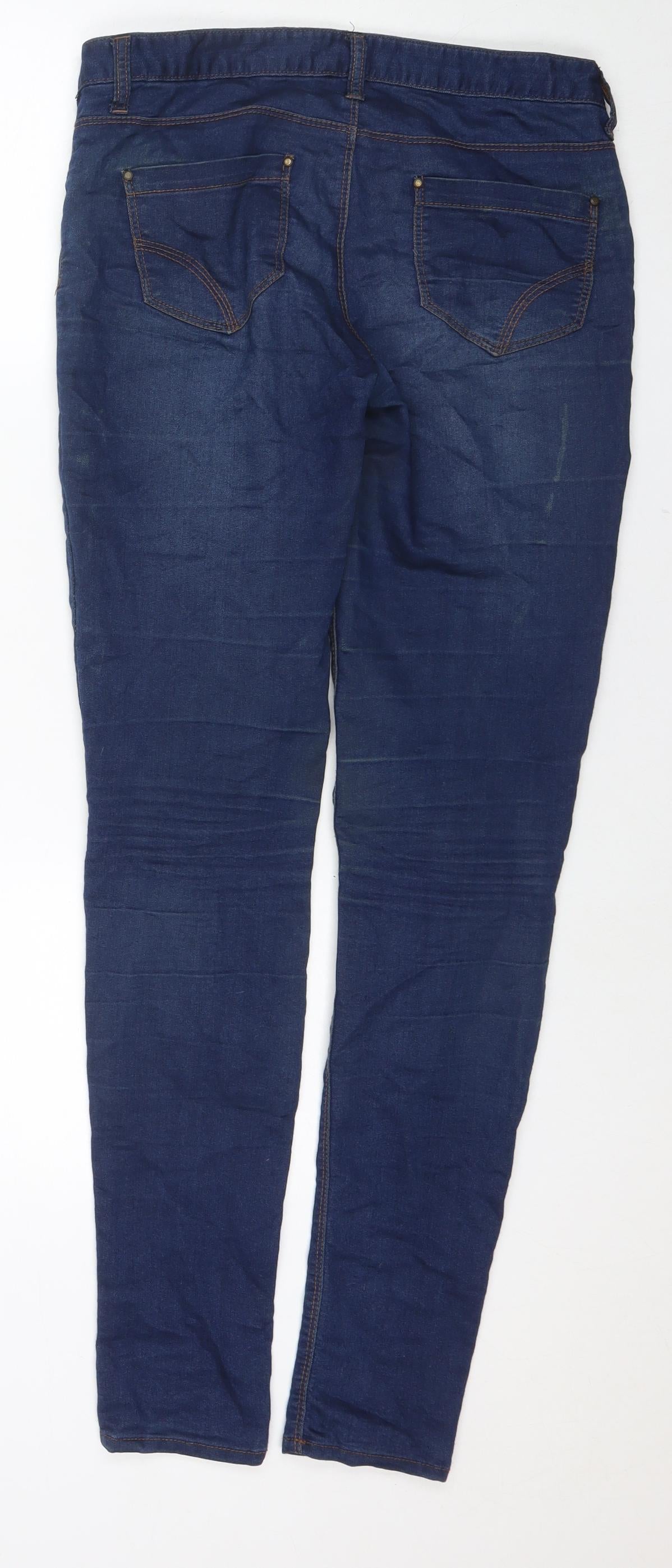 Denim & Co. Womens Blue Cotton Skinny Jeans Size 10 L32 in Regular Zip