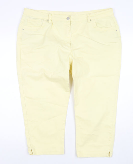 Bonmarché Womens Yellow Cotton Cropped Jeans Size 20 L20 in Regular Zip