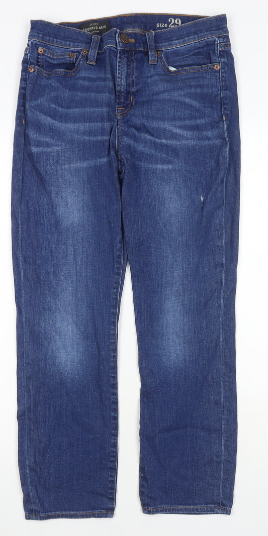 J.CREW Womens Blue Cotton Straight Jeans Size 29 in L24 in Regular Zip