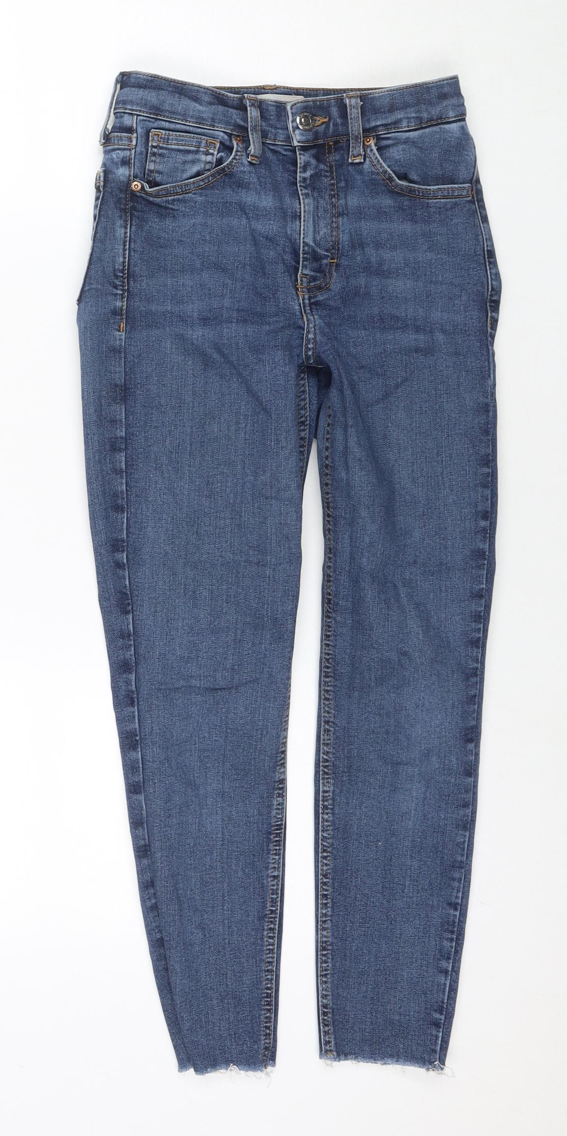 Topshop Womens Blue Cotton Skinny Jeans Size 26 in L28 in Regular Zip