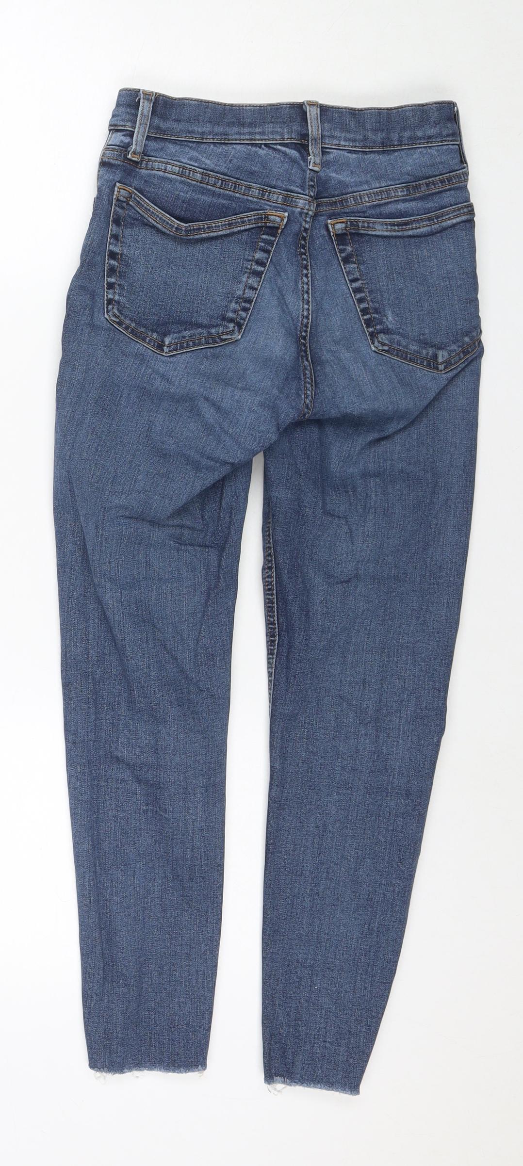 Topshop Womens Blue Cotton Skinny Jeans Size 26 in L28 in Regular Zip