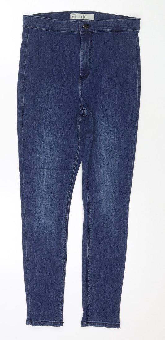 Topshop Womens Blue Cotton Skinny Jeans Size 30 in L30 in Regular Zip