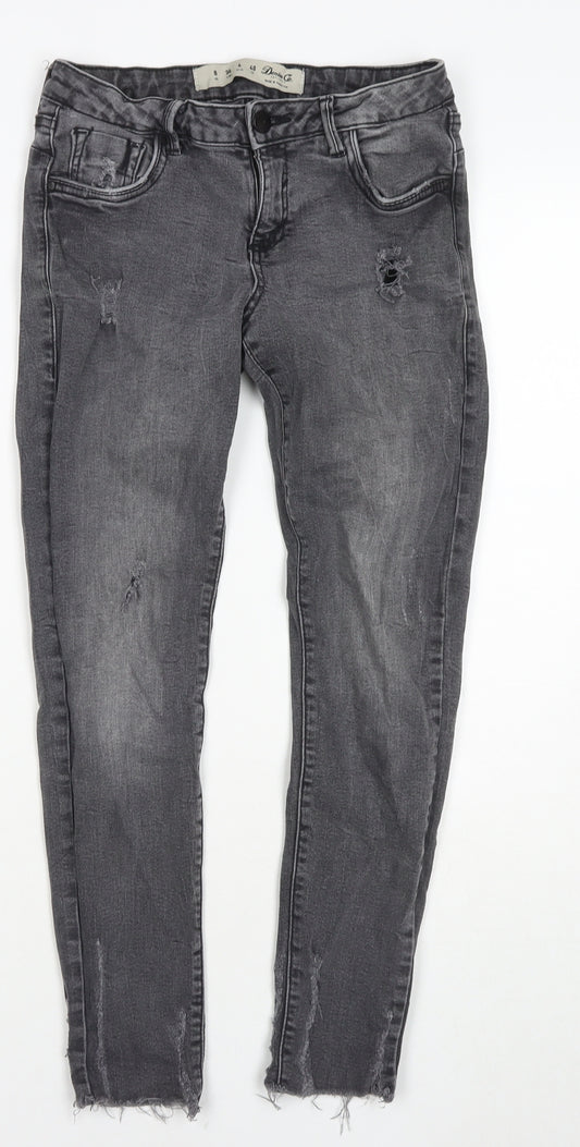 Denim & Co. Womens Grey Cotton Skinny Jeans Size 8 L24 in Regular Zip