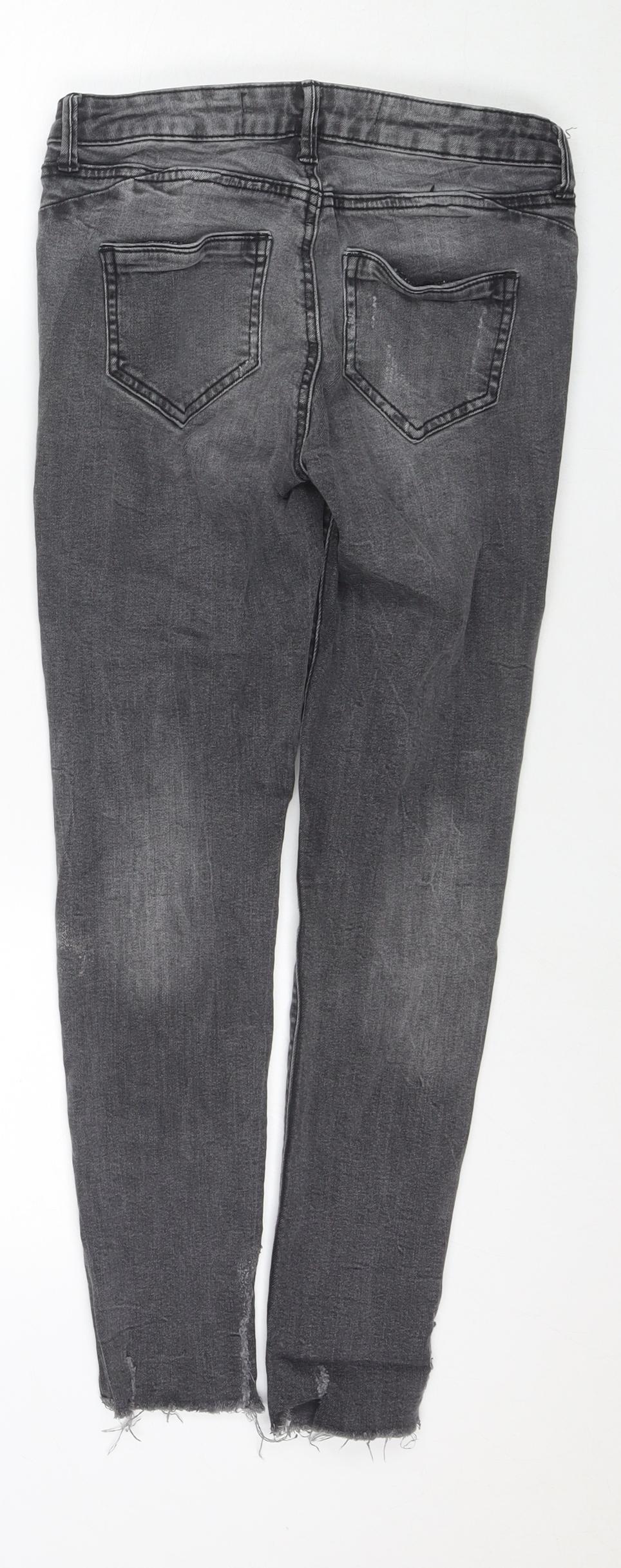 Denim & Co. Womens Grey Cotton Skinny Jeans Size 8 L24 in Regular Zip