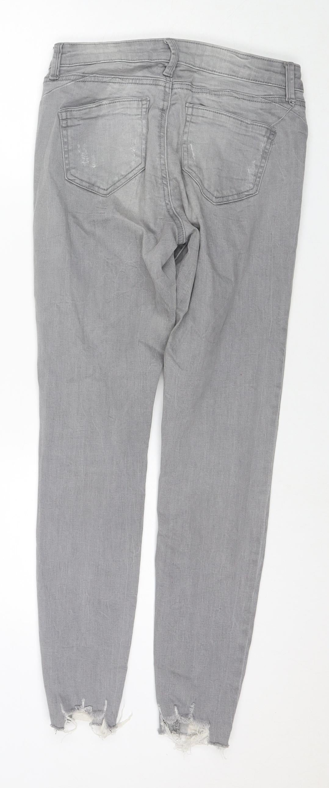 Denim & Co. Womens Grey Cotton Skinny Jeans Size 8 L27 in Regular Zip