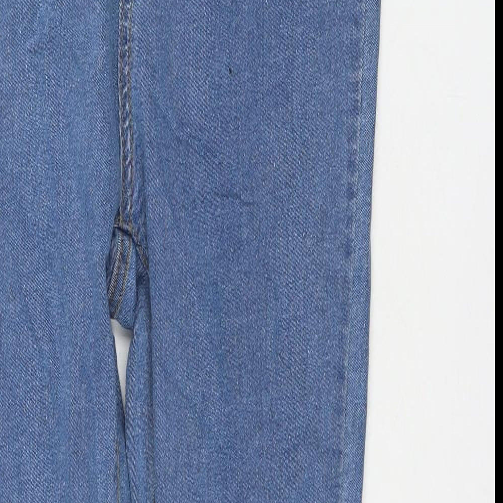 PRETTYLITTLETHING Womens Blue Cotton Straight Jeans Size 8 L28 in Regular Zip