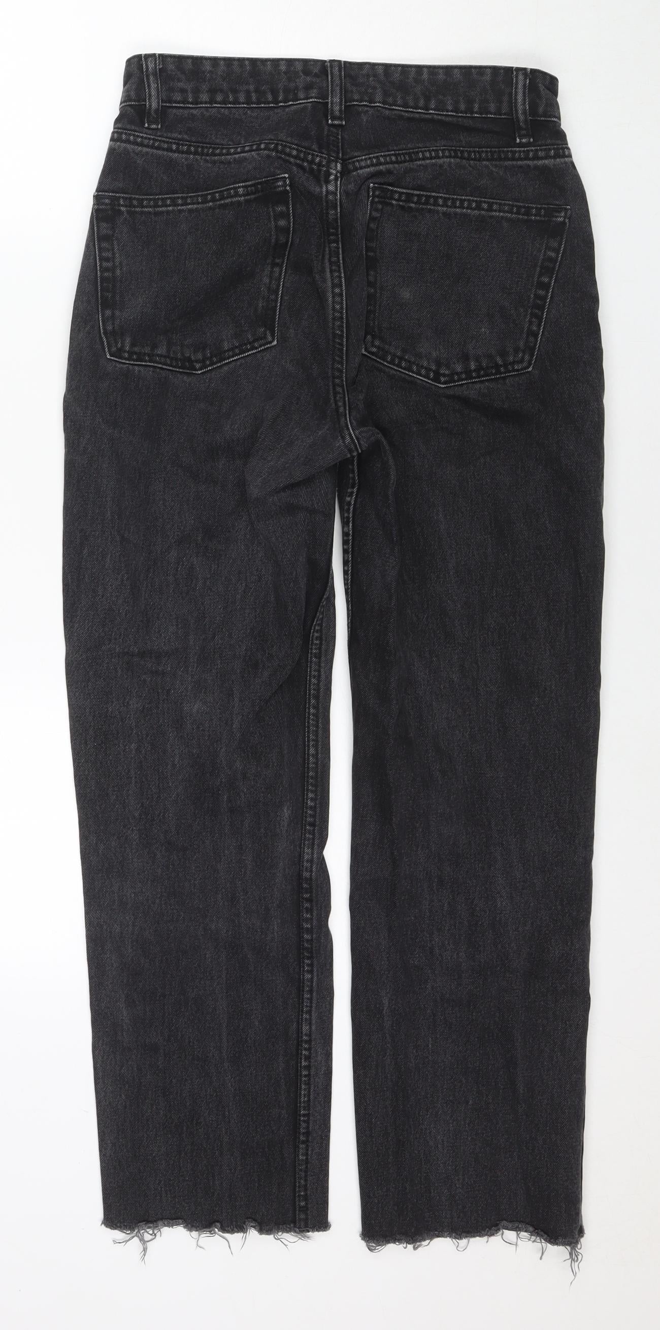 Denim & Co. Womens Black Cotton Straight Jeans Size 8 L26 in Regular Zip