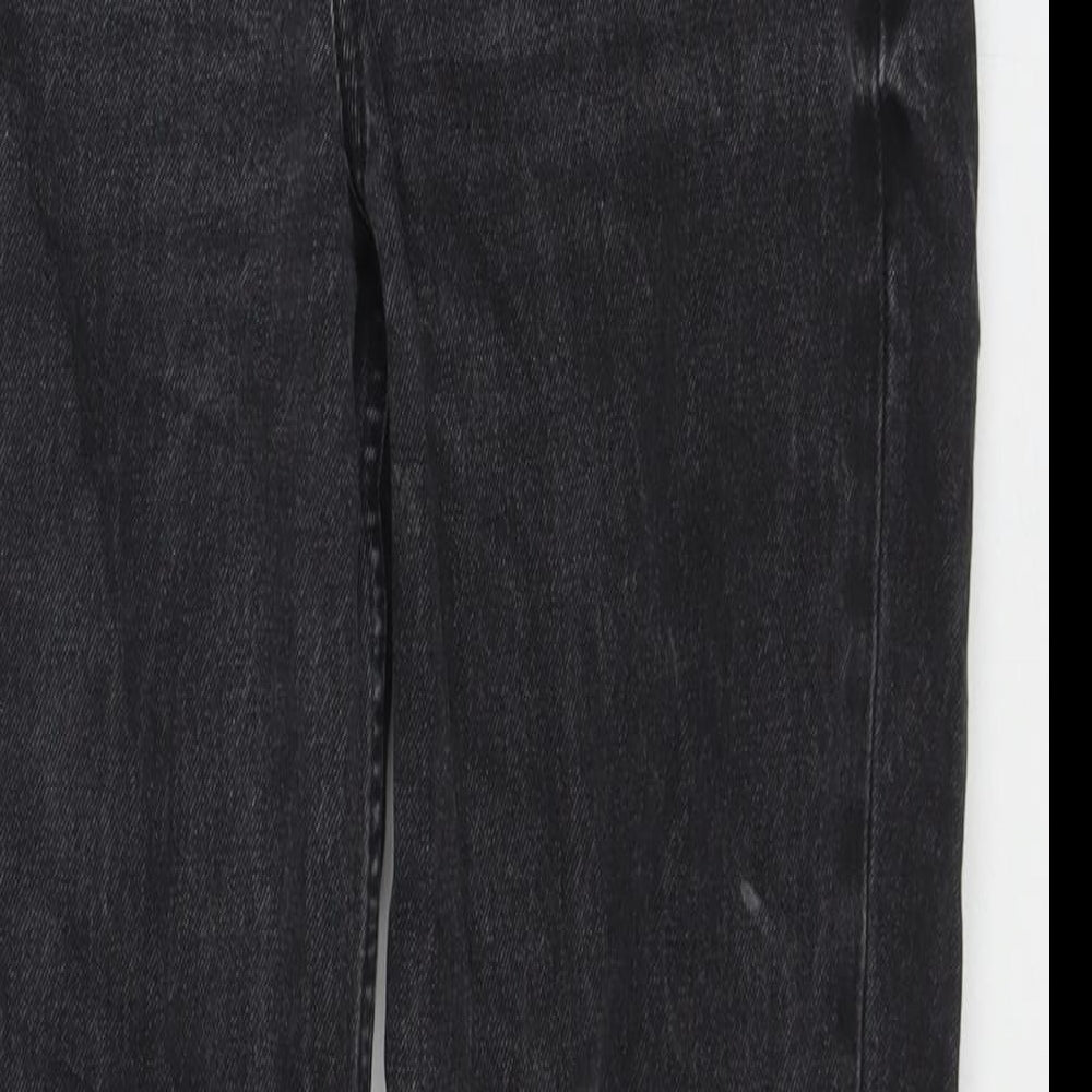 Denim & Co. Womens Black Cotton Straight Jeans Size 8 L26 in Regular Zip