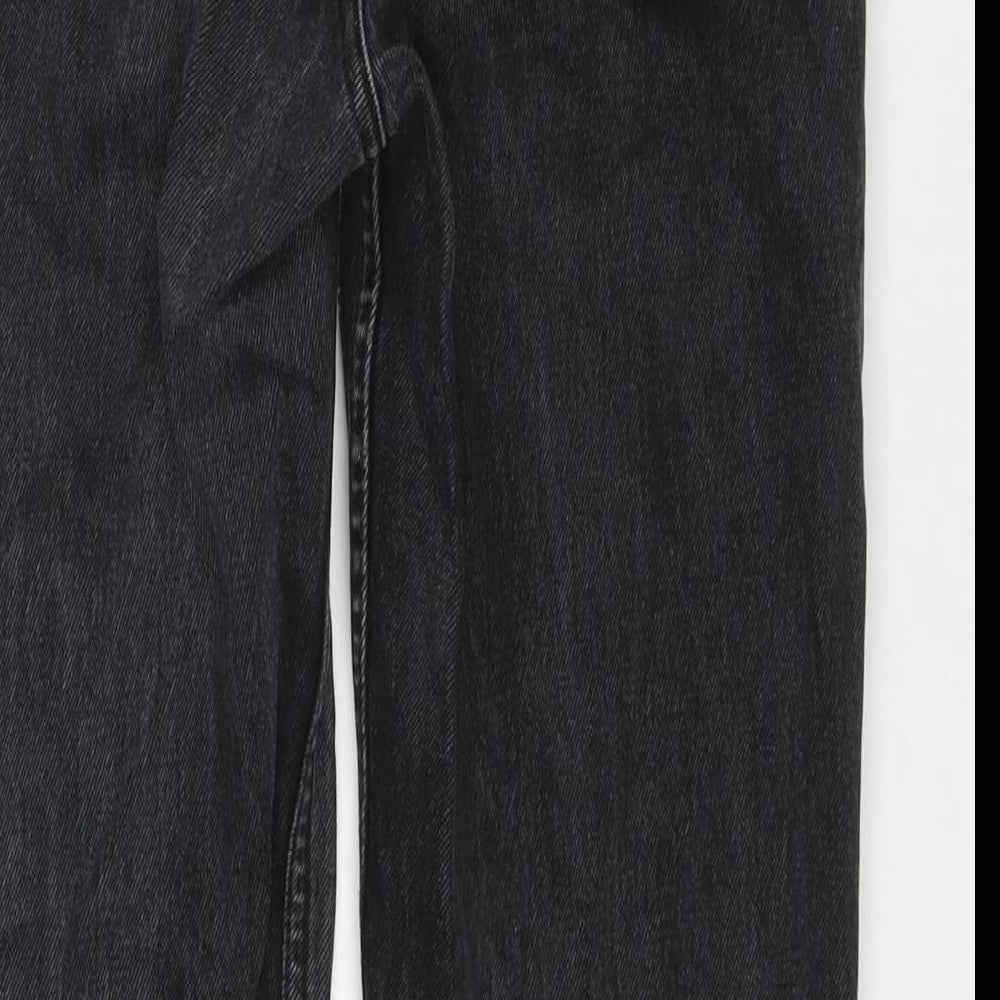 Denim & Co. Womens Black Cotton Straight Jeans Size 8 L26 in Regular Zip