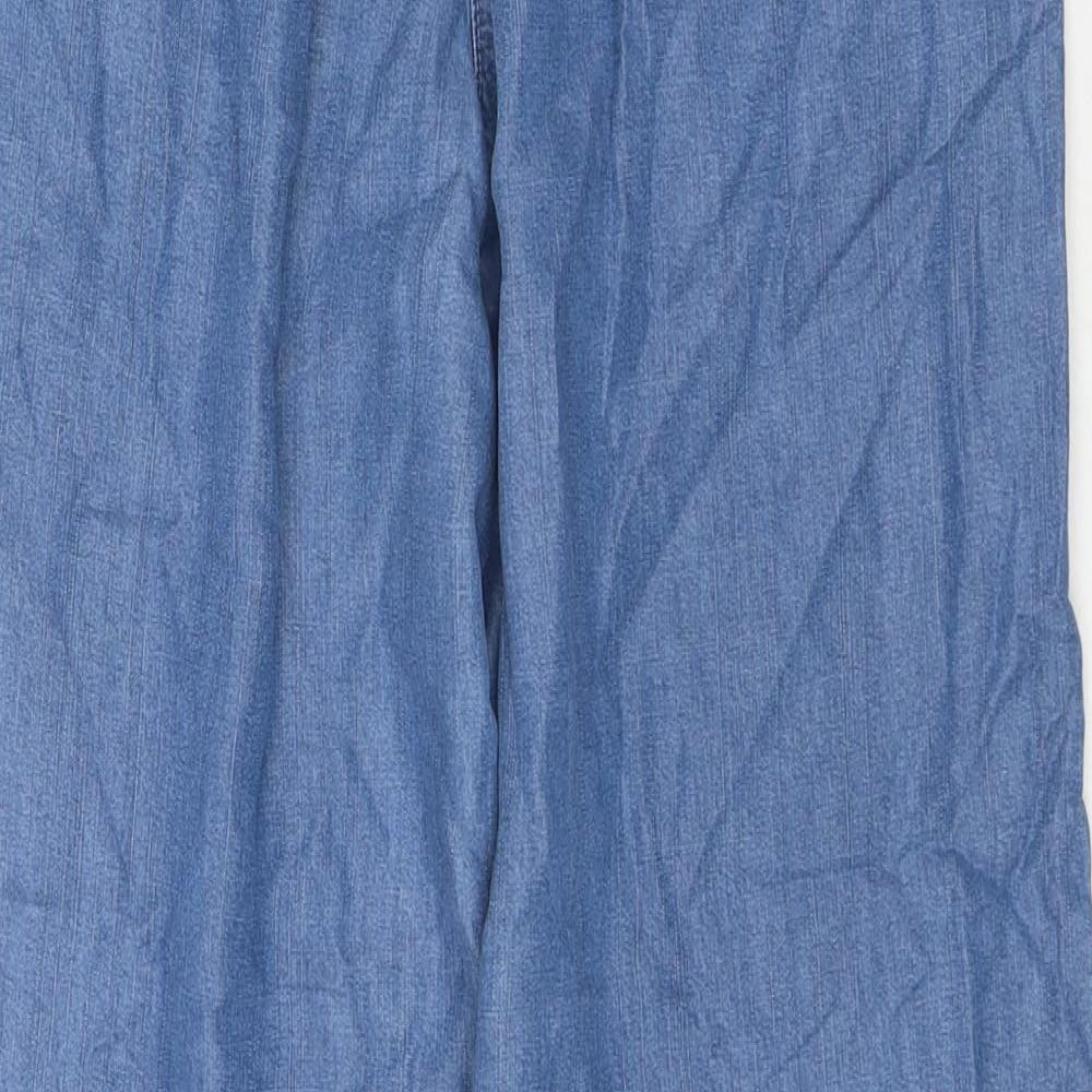 TU Womens Blue Polyester Blend Wide-Leg Jeans Size 12 L30 in Regular Drawstring