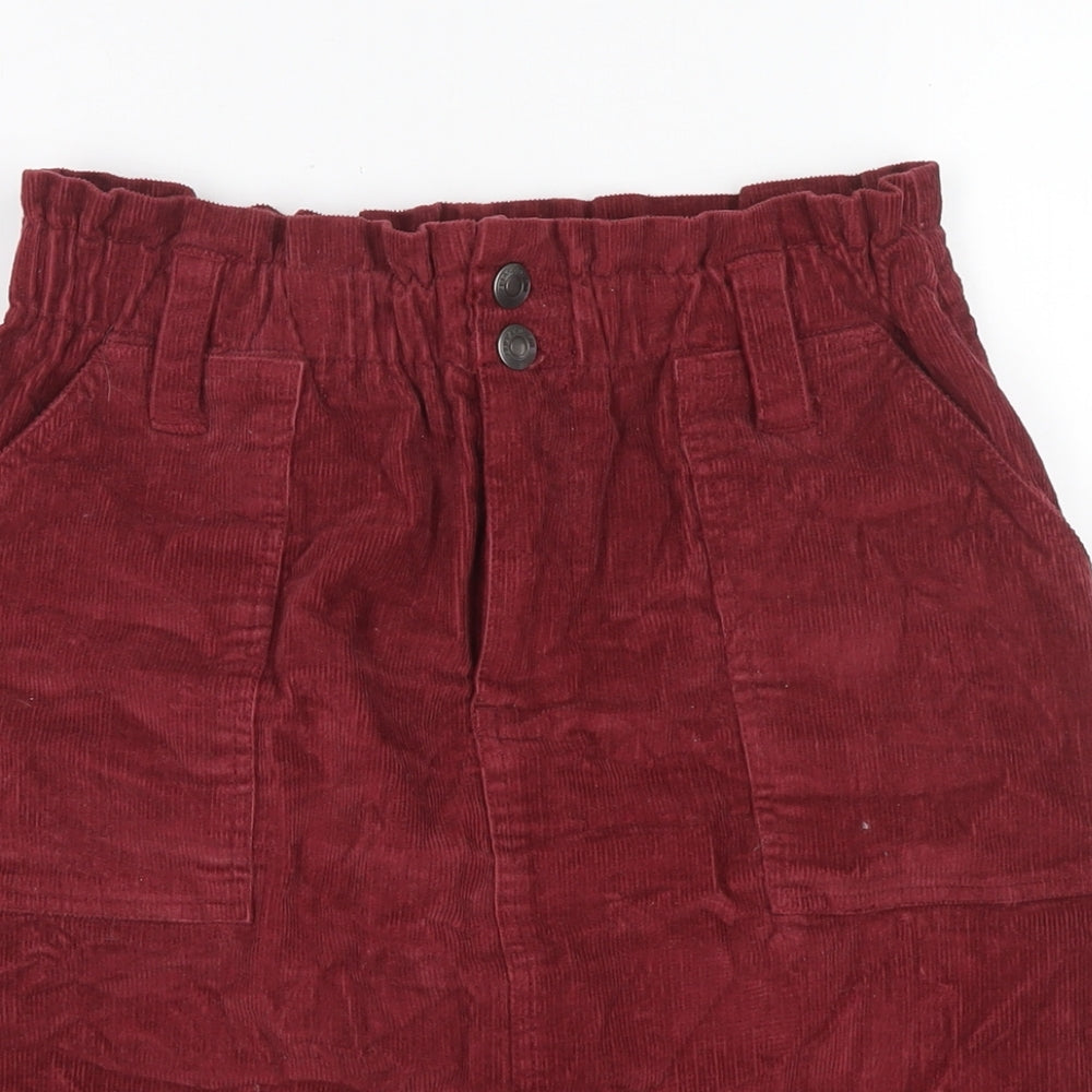 Brakeburn Womens Red Cotton A-Line Skirt Size 12 Zip