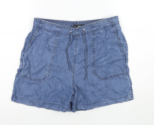 F&F Womens Blue Lyocell Mom Shorts Size 12 L5 in Regular Drawstring