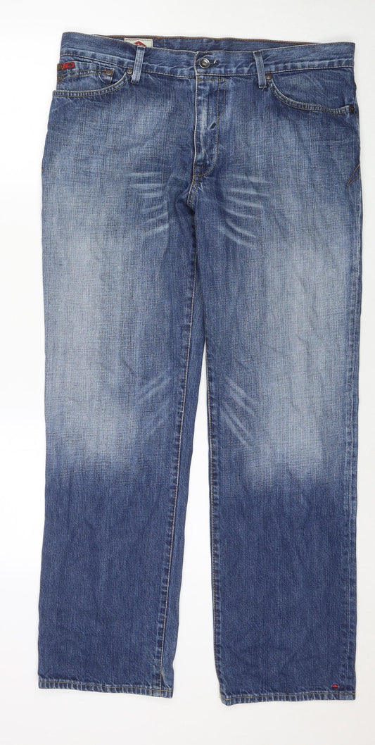 Lee Cooper Mens Blue Cotton Straight Jeans Size 36 in L30 in Regular Zip