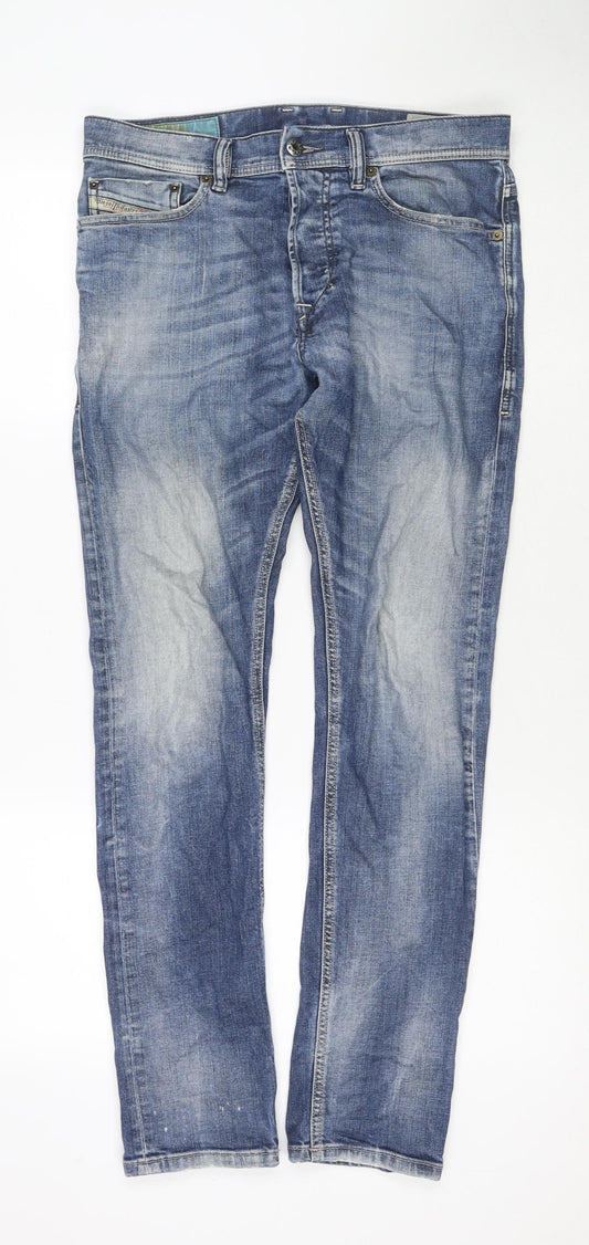 Diesel Mens Blue Cotton Straight Jeans Size 28 in L30 in Regular Zip