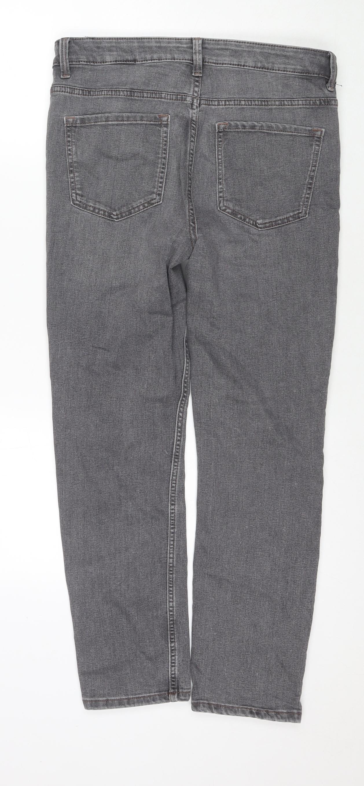 Marks and Spencer Womens Grey Cotton Skinny Jeans Size 12 L26 in Regular Zip