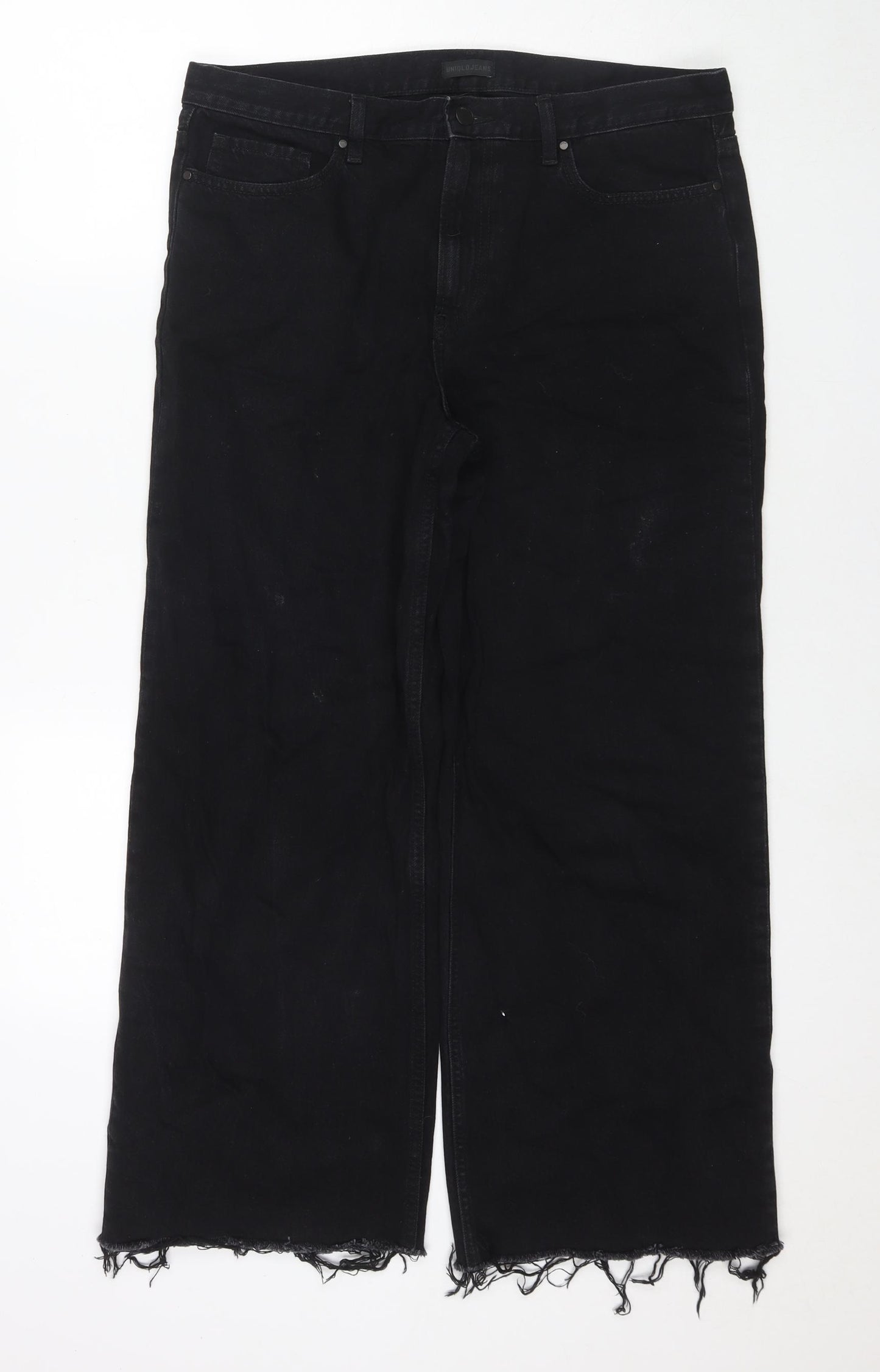 Uniqlo Womens Black Cotton Cropped Jeans Size 34 in L27 in Regular Zip