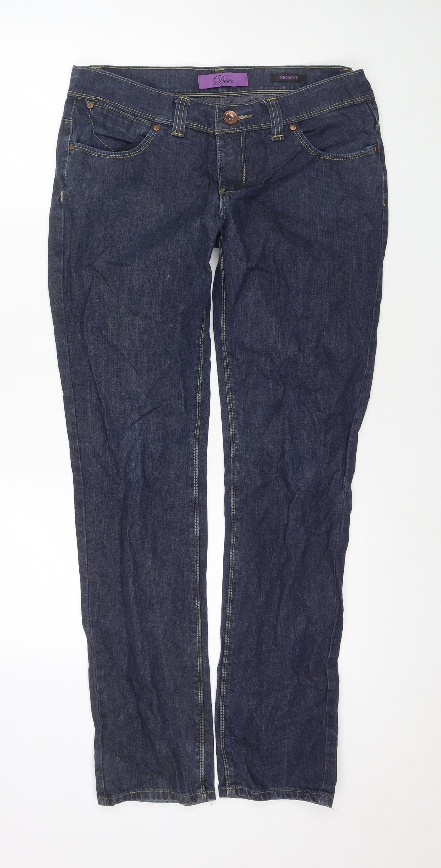 Disco Womens Blue Cotton Skinny Jeans Size 12 L30 in Regular Zip