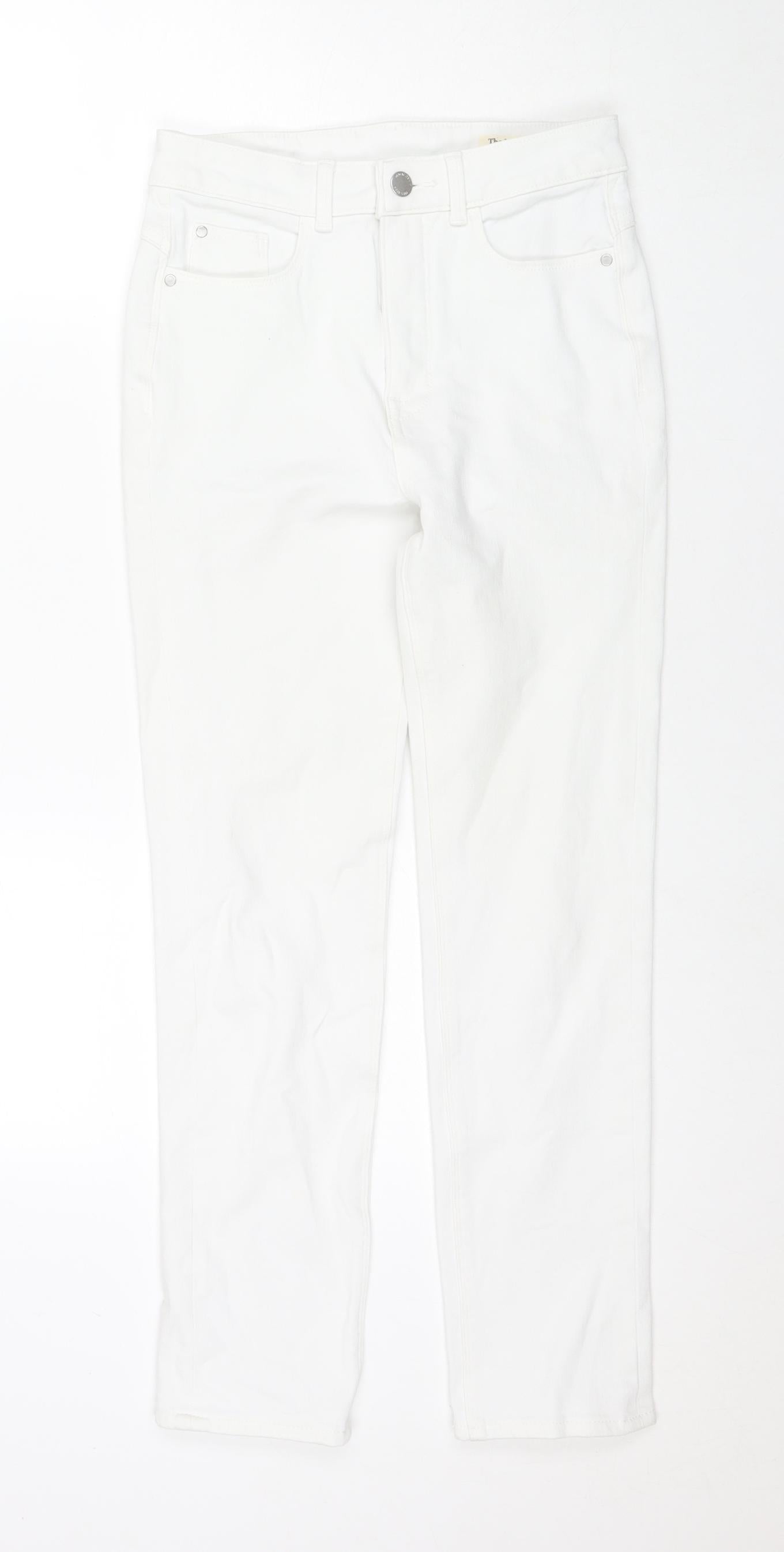 Marks and Spencer Womens White Cotton Skinny Jeans Size 8 L27 in Regular Zip