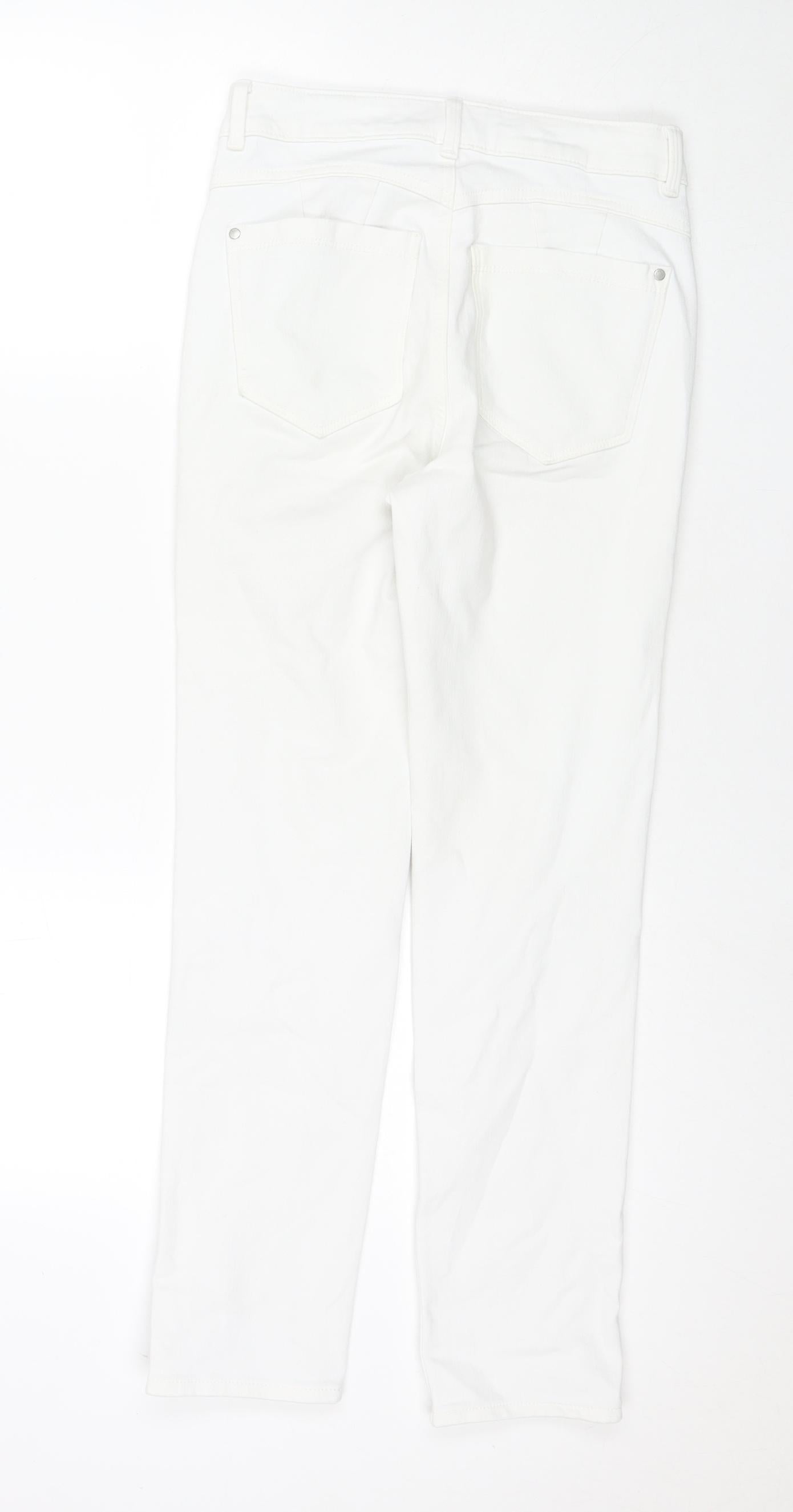 Marks and Spencer Womens White Cotton Skinny Jeans Size 8 L27 in Regular Zip