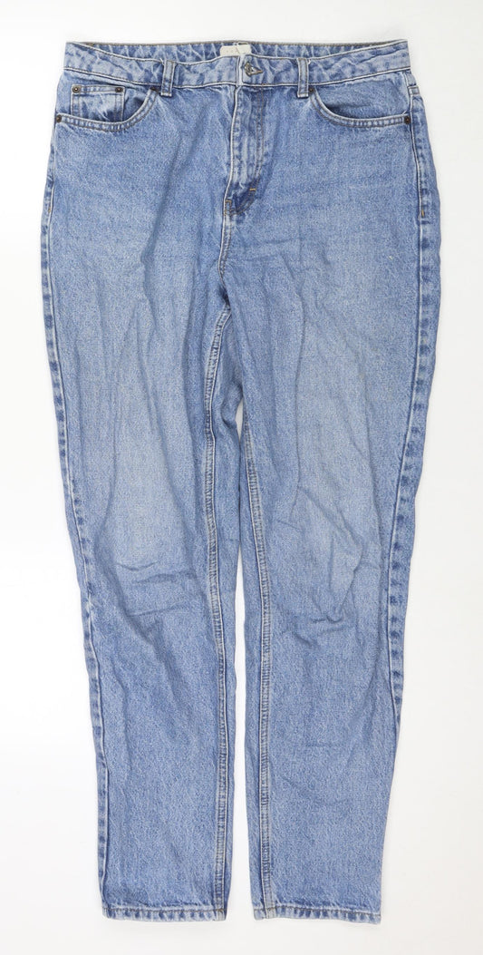 Topshop Womens Blue Cotton Mom Jeans Size 30 in L34 in Regular Zip