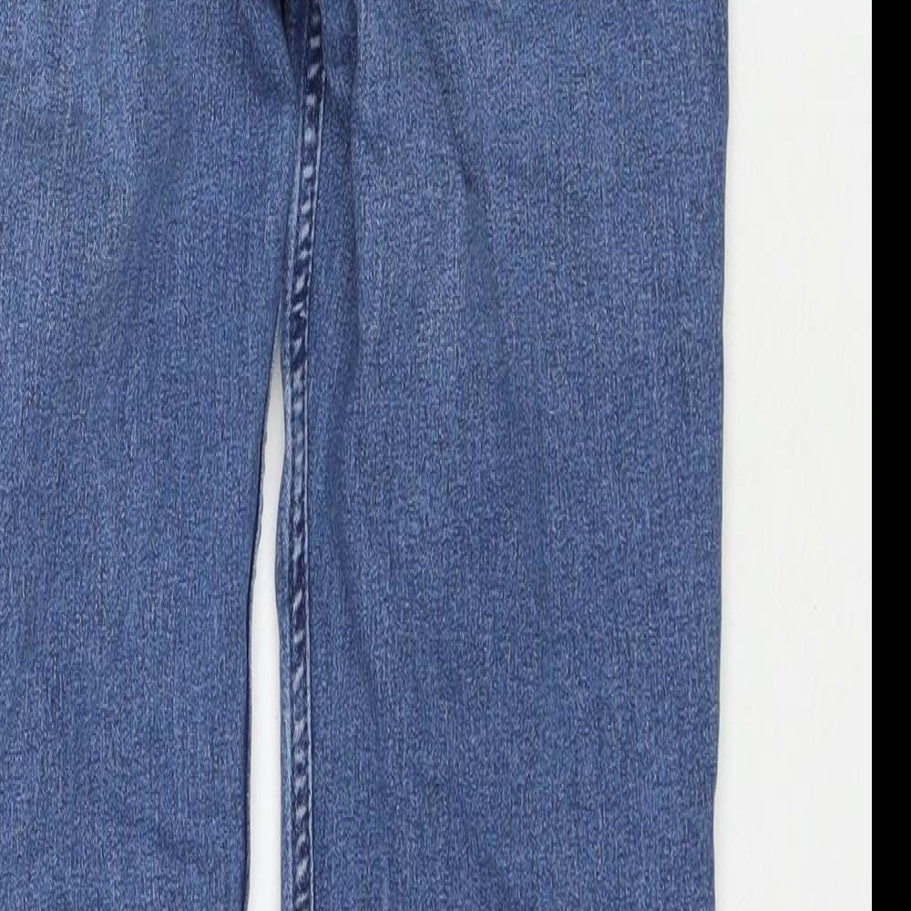 Marks and Spencer Womens Blue Cotton Straight Jeans Size 10 L28 in Regular Zip