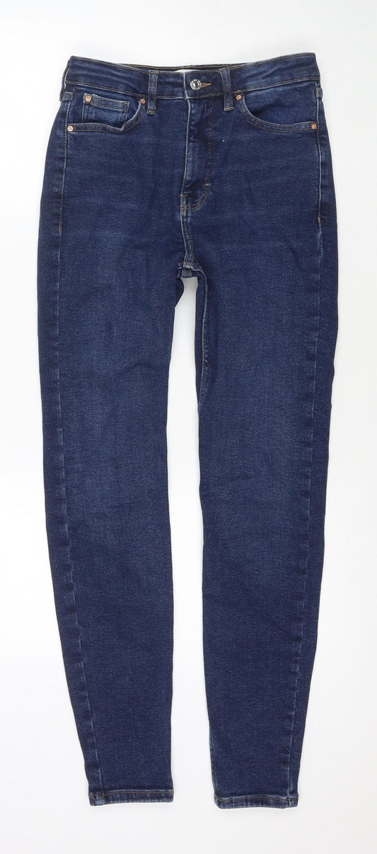 Mango Womens Blue Cotton Skinny Jeans Size 10 L29 in Regular Zip