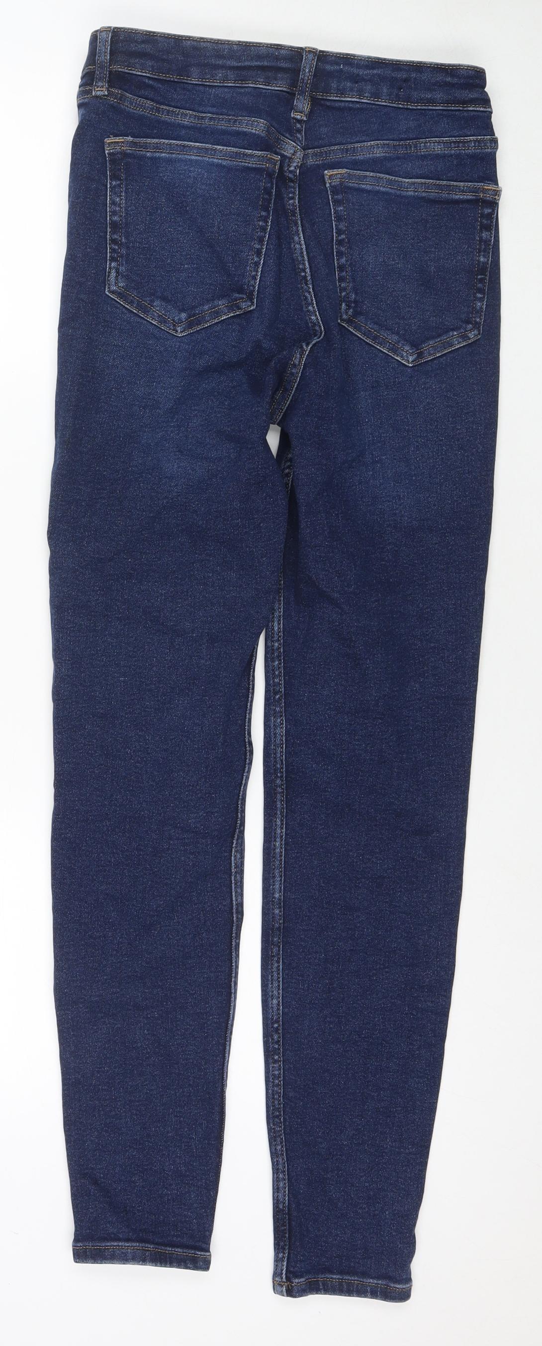 Mango Womens Blue Cotton Skinny Jeans Size 10 L29 in Regular Zip