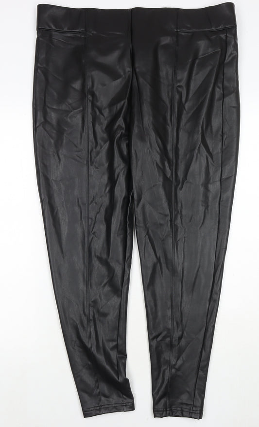 Marks and Spencer Womens Black Polyester Pedal Pusher Trousers Size 20 L27 in Regular Zip