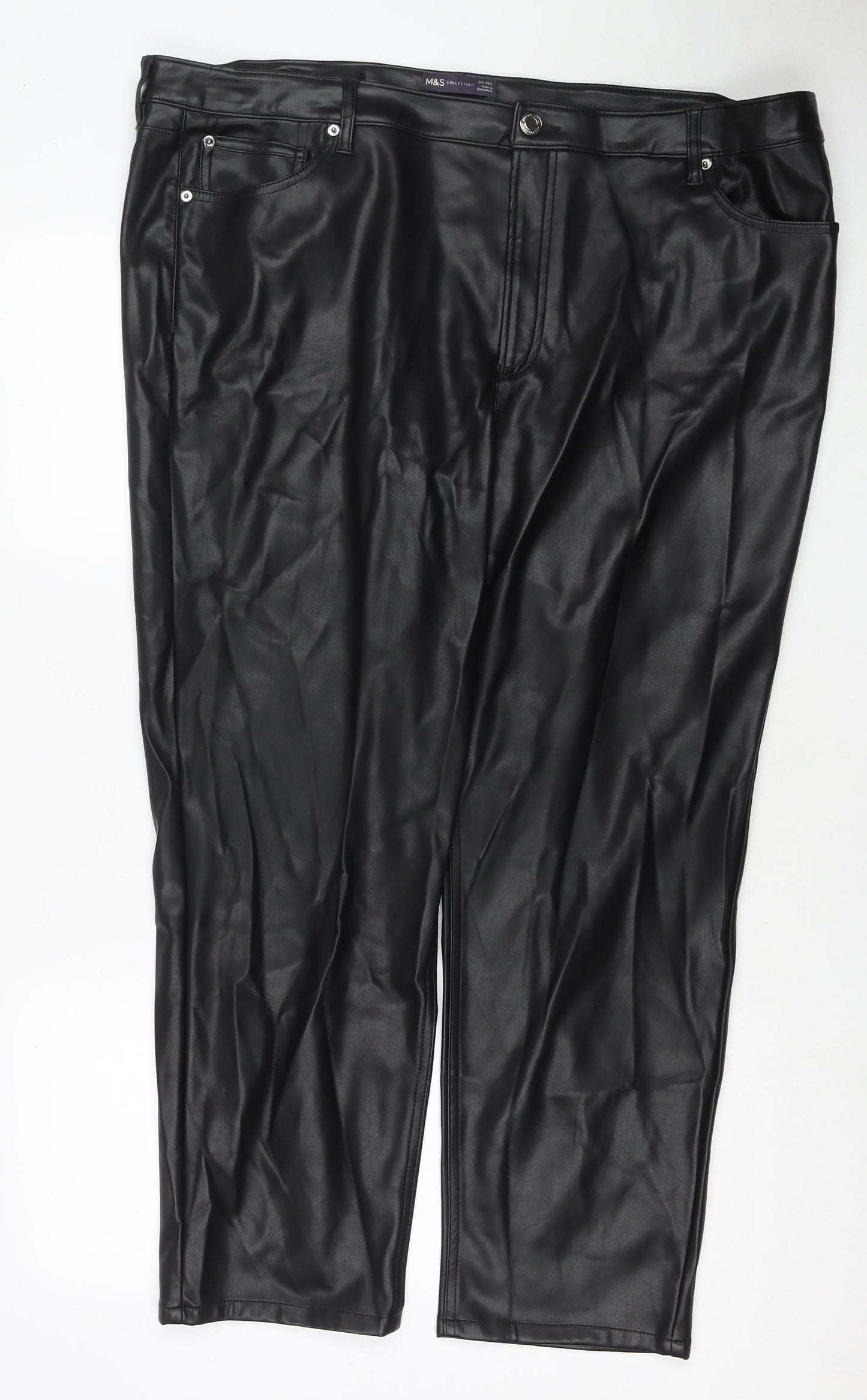 Marks and Spencer Womens Black Polyester Carrot Trousers Size 24 L26 in Regular Zip