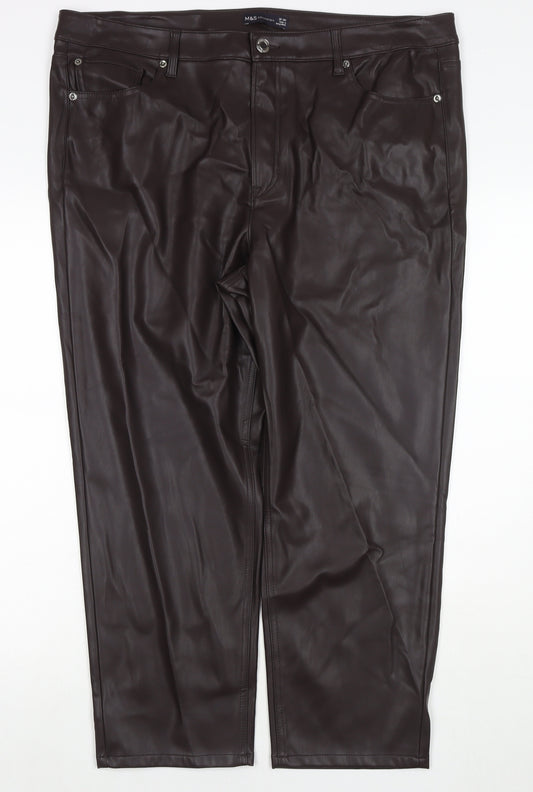 Marks and Spencer Womens Brown Polyester Pedal Pusher Trousers Size 20 L25 in Regular